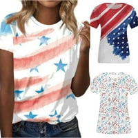 Sksloeg Womens Tops američka zastava majica 4. jula majica Patriotski kratki rukav Tee USA Zastava Stripe