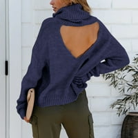 Ženski kardigan džemperi moderni fit džemper pulover za odmor Turtleneck Slatke džempere za žene mornarice m