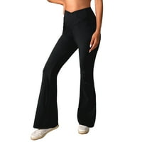 Mlqidk ženske čizme za jogu tajice tajice visokog struka za kontrolu stomaka Yoga Flare pantalone crne