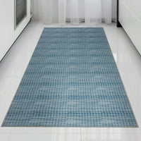 Ottomanson Mašinski perivi pamučni ravni tepih za spavaću sobu, 2 '7 6', plavo pleteno tkanje
