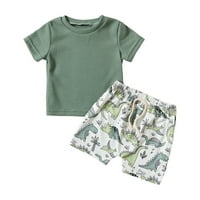 Toddler Boys Kratki Rukav Crtić Krava Dinosaurusa Print T Shirt Pulover Tops Shorts Outfits Set Odjeće