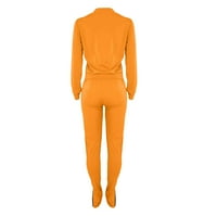 Seksi odjeća za ženske džep s dugim rukavima Solid boja dvodijelni setovi vježbanja za žene narančaste