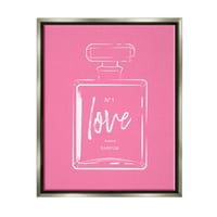 Stupell Industries Casual GLAM Parfem Bold Pink Love Calligrafy Grafički grafički umjetnost Luster Siva