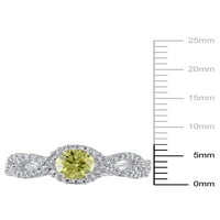 Carat T. W. žuti i bijeli dijamant 10kt bijeli Zlatni starinski zaručnički prsten