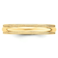 Karat u Karatima 14k žutog zlata široka traka lagana Milgrain Poluokrugla vjenčani prsten veličina -6.5