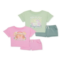 Djeca iz Garanimals Girls Grafička majica i kratki set, 4-komad, veličine 4-10