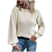 Dowith Fall, Zimski džemperi za žene za žene, plus, predimenzionirani, topli, bež, modne žene pune boje