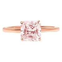 1. ct sjajan Asscher izrezati jasno simulirani dijamant 18k Rose Gold Solitaire prsten SZ 8.75
