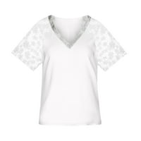 Yyeselk Jednostavno stil Ljeto Ženske majice Ležerne mrežice Pljuskovi kratkih rukava Sequin V-izrez Ugodne