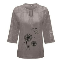 Fimkaul ženske košulje Zimske jeseni plus rukav ležerne vrhove čipkasti ispis patchwork u vrat tiskane majice