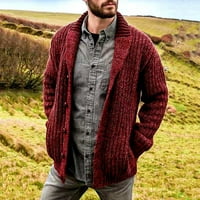 Muški jesen zimski džemper kasuta labava puna boja pletena gornja retro dukserica sa kapuljačom