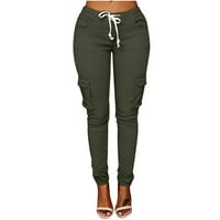 Ženske pantalone klirens ispod $ Moda žene Plus veličina vezica Casual solidan elastični džep struka labave