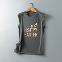 Dianli Womens Tank Tops Happy Easter Print Okrugli Vrat Rukav Ljeto Shirts Comfy Labave Fit Dame Trening
