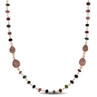 Miabella ženska višebojna turmalinska ogrlica od ružičastog zlata sa bljeskalicom od Sterling srebra sa perlama