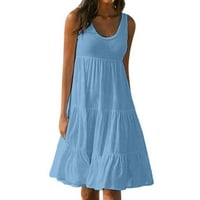 Ovecza Summer haljine plus sizene bez rukava sa punjenim rezervoarom mini haljina uguljena linija Flowy