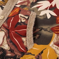 Jakne za žene Lagana vremenska jakna etničke boje ispisa duksevi Spajanje plišanih dugih rukava srednjeg dijela za kaput ženskog ženskog obloženog kapuljača