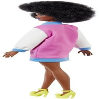 Barbie FashionSistAs lutka sa brineta Afro & Blue usne koje nose grafičku haljinu