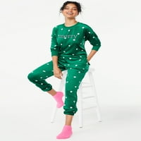 Joyspun ženski Set pidžame od velura sa čarapom, 3-dijelni Set, veličine s do 3X