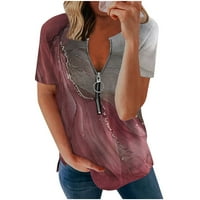 Vrhovi za žene Ležerne prilike majice V-izrez kratki rukav Tors Tee Elastic Comfy Basic bluza Slatka ekousna
