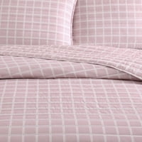 Gradska scena Woven Grid Pink Reverzibilni Twin Quilt set
