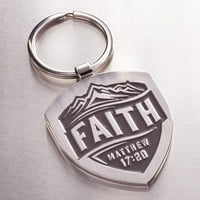 Christian Art Pokloni Metalni ključ za muškarce i žene: Vjera - Matej 17: Inspirational Bible Verse Privjesak, CHARCOAL Grey Shield