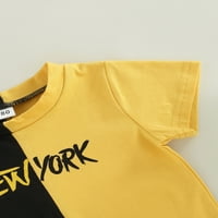 Izhansean Toddler Baby Boys Ljetna odjeća Boja blok Majica kratkih rukava i ležerne kratke hlače Outfits crna žuta 12 mjeseci