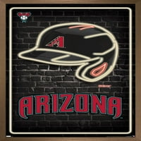 Arizona Diamondbacks - Neonski Zidni Poster Za Kacige, 22.375 34 Uokviren