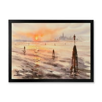 Dizajnerska ploča 'Panorama Venecija Laguna plaža na suncu Nautika i obalni uobičajena umjetnička ispisa