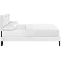 Modway Ruthie Queen Vinyl Platform krevet sa kvadratnim konusnim nogama u bijeloj boji