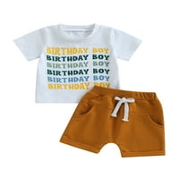 TODDLER Baby Boy Prvi rođendan Outfit Pismo Ispiši majicu kratkih rukava Top i kratke hlače Ljetna odjeća