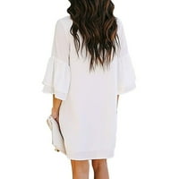Plus veličina haljina za žene Čvrsti mini kratki rukav ulični modni modni putovanja A-linija l bijeli