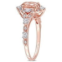 Miabella ženski 1-karatni T. G. W. Ovalni rez Morganit i bijeli safir dijamantski naglasak 14kt ružičasto zlato Vintage Halo prsten