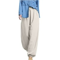 Inleife Plus Size ženske duge pantalone ženski labavi džepovi, elastični struk, Casual pantalone u boji