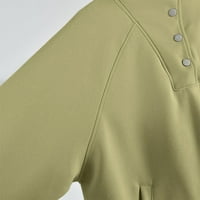 Žene jesen zima boja okrugli vrat dugi rukavi vrhovi pulover bluza duksevi, zeleni XL