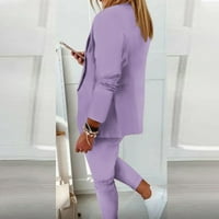 Komplet aktivne odjeće Clearance ženske duge rukave čvrste hlače Casual elegantni Setovi poslovnih odijela