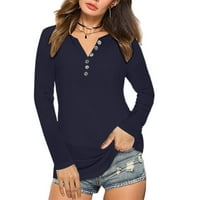 SunhillsGrace Majice za žene Ležerne košulje od punog boja Dugih rukava Majice Labavi V-izrez Bluza TEE