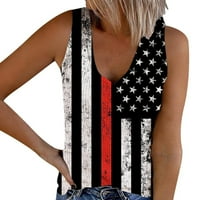 Usmixi 4. jula tank Top za žene Plus Size pleteni rebrasti Dan nezavisnosti Patriotska košulja prsluk ljetna američka zastava Print V-izrez modne bluze bez rukava crna M