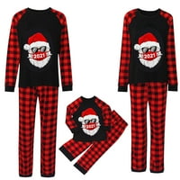 Božićna pidžama za porodične PJ-ove komplete sa slovima i kariranim štampanim dugim rukavima i donjim