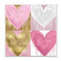 Stupell Industries Pink i Gold Glam Hearts Spray Boint Drip Wall Plaket dizajn Lindsay Rodgers