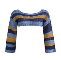 Puloveri sa prugama za žene pleteni džemper Dugi rukav Crop Top Tshirt Vintage Harajuku Streetwear