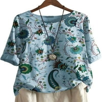 Frontwalk Žene Casual Cvjetni Print T Shirt Vintage Modni Pulover Dame Dugme Dole Odmor Ljeto Tops