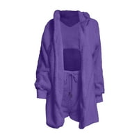 REWEENTI Ženska puna plišana noćna odjeća s kapuljačom s kapuljačom s dugim rukavima Purple 14