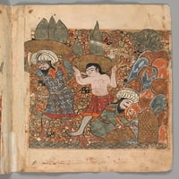 Čovek koji otkrije blago odneo ga je unajmljeni radnici, Folio iz štampe plakata Kalila wa Dimna