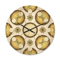 PRONAĐEDAČAK Browne i Gold uzorak sa gradijentnim vintagenim krugovima Moderni drveni zidni sat u središtu