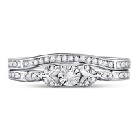 Sterling srebrni okrugli dijamantni bridalni set vjenčanog prstena CTTW