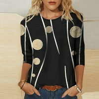 Jyeity klirens majice za žene ispod $10, rukav okrugli vrat Print Casual redovne Crne ljetne bluze za