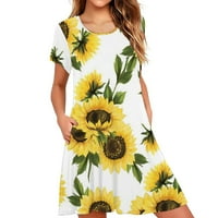 Ženske boemske cvjetne štampane haljine o-izrez cvijet beachcasual labava haljina