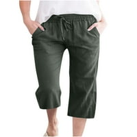 Beiwei ženske pantalone visokog struka jednobojne kapri pantalone Lounge donji deo žene široke noge široke