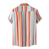 Muškarci Odluke za slobodno vrijeme Muška ljetna havaja Striped Print Cubanski ovratnik kratki rukav gumb za blubu za bluzu Ležerna majica