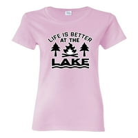Život je bolji na jezeru na otvorenom Inspirativno kršćanska ženska majica, Heather Grey, 2xL